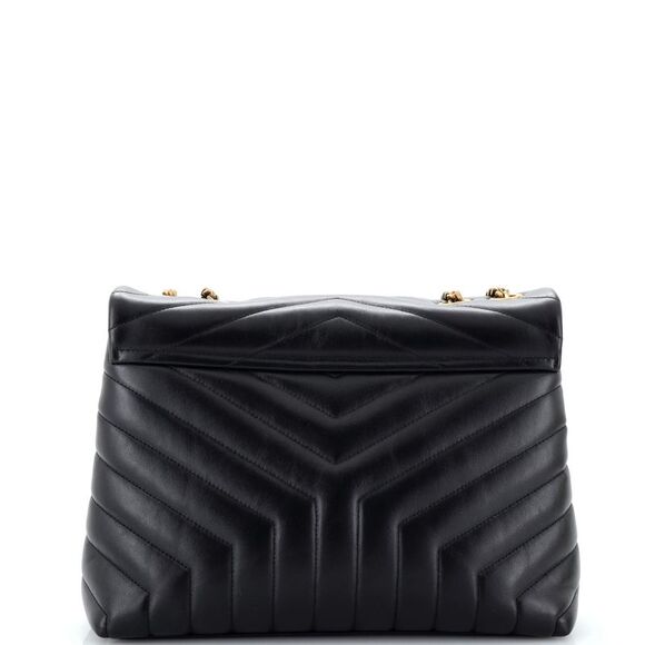 Saint Laurent Loulou Shoulder Bag Matelasse Chevron Leather Medium Black - Picture 3 of 9
